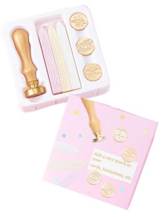 JUNNASALIKER Vintage-Siegelstempel und Siegelstäbchen-Set mit Holzgriff, austauschbarer Stempelkopf für Siegel, Umschläge, Scrapbooking