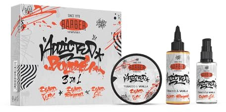 Barber Marmara Tocacco & Vanilla· Bartpflege und Styling Set | Ultimate Beard Box · Bartpflege Set inkl. Bartöl, Bartshampoo & Bartwachs | Geschenkidee für Männer | Beard Care & Styling Set