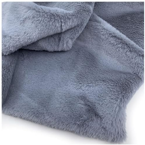 Zottelig Kunstpelz-Stoff 37 Farben Kunstfell Fellimitat Stoff Weicher Flauschiger 1cm Kurzer Plüschstoff 160cm Breit für Kostüm Dekorationen Basteln Polsteru(Size:160x50cm(62‘’x19''),Color:grau)