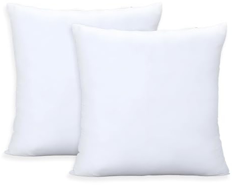 Throw Pillows Insert Set of 2, White 18x18in Pillow Inserts with 100% Cotton Cover,Bed and Couch Decorative Stuffer Pillows,Indoor Pillows for Sofa