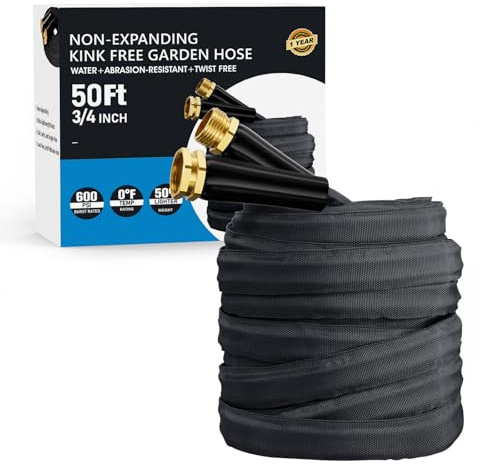 Haeteir 2025 Upgraded 50FT Non-Expanding Garden Hose, Lightweight, Flexible Ultra-Light Water Hose, Burst-Resistant, Lead-Free, Anti-Kink, High-Pressure