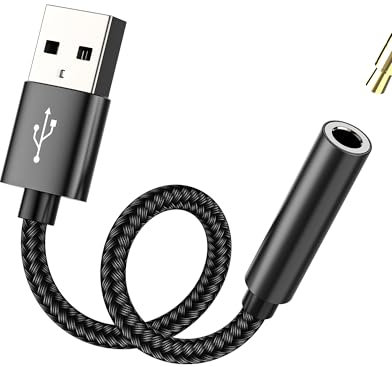 Adaptador USB Macho a 3.5mm Hembra Auriculares Jack Externa AUXiliar Sonido Adapter USB-A Coche AUX Audio Cable Dongle Musica Estéreo Convertidor Microfono Headphone Conector PC Portátil Computer