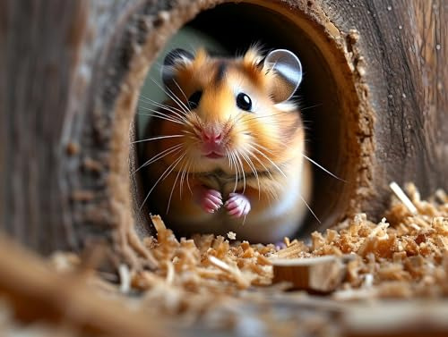 Malen Nach Zahlen Tier Hamster Malen Nach Zahlen Erwachsene Kinder, DIY Handgemalt öLgemäLde Kit, Mit 3-Pinseln und Hochwertige Ölgemälde Acrylfarbe,für Home Decor Bastelset (Ohne Rahmen) 30x40cm W-78