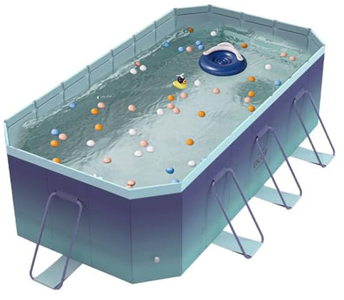 Shilanmei Piscina pieghevole non gonfiabile, a 4 strati, rigida, fuori terra, piscina all'aperto con installazione istantanea (2,6 m)