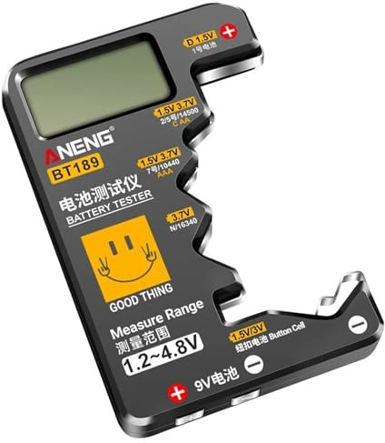 AYMBH Universal Battery Tester with LCD Display – Digital Battery Checker for AA AAA C D N 9V 1.5V Button Cells – Compact & Easy Battery Tester for All Batteries
