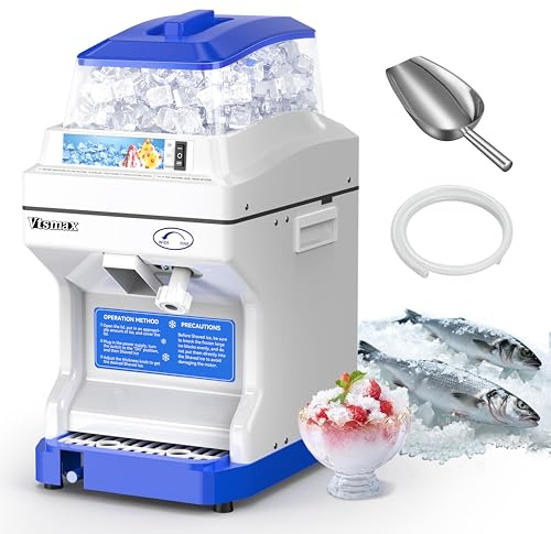 Vtsmax Electric Ice Crusher Shaver, 300W Snow Cone Maker Machine 441LBs/hr Thickness Adjustable for Bar Parties Events Snack(5.8Qt)
