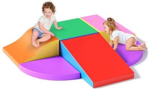 MINENICE Set da gioco con 6 blocchi di schiuma morbidi per arrampicata e gattonamento, blocchi di schiuma modulari in pelle PU per bambini, giocattoli da arrampicata per bambini (6 pezzi colorati)