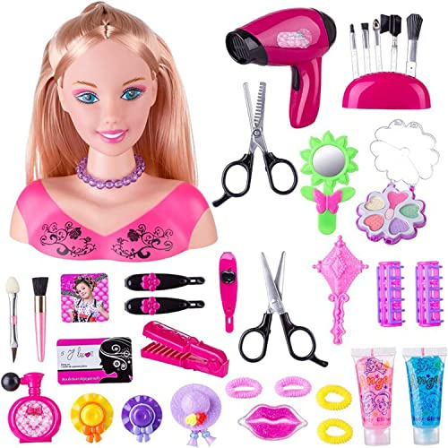 Set di 35 pezzi per bambini, trucchi, giocattoli per trucchi, regali di compleanno di Natale per ragazze 2, 3, 4, 5, 6, 7 e 8 anni (A)