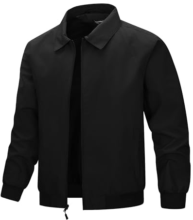 33,000ft Men's Lightweight Jackets Waterproof Windbreaker Bomber Jacket | Windproof Summer Harrington Jacket, Smart Casual Full Zip Thin Golf Jacket with Pockets for Outdoor Sport Work