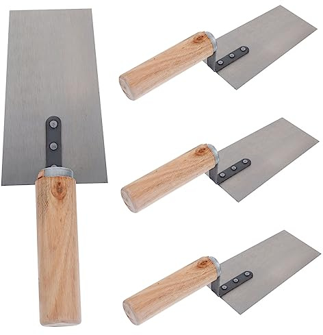 ELAYARD Lot de 4 Truelles de Finition en Acier Inoxydable, Spatules à Ciment Résistantes, Truelles à Mastic pour Maçonnerie, Pose Carrelage et Travaux de Plâtrage, Usage Professionnel et Rénovation