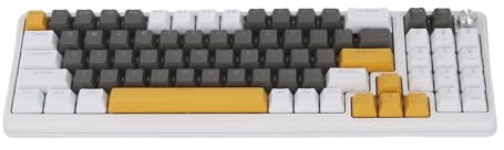 XUMIUZIY Clavier de Jeu Mécanique, 78 Touches RVB RGB Bleu Blue Switch Wired Clavier USB avec Bouton de Contrôle Multimédia, pour Le Travail de Jeu des Ordinateurs Portables PC (Gris Blanc Jaune)