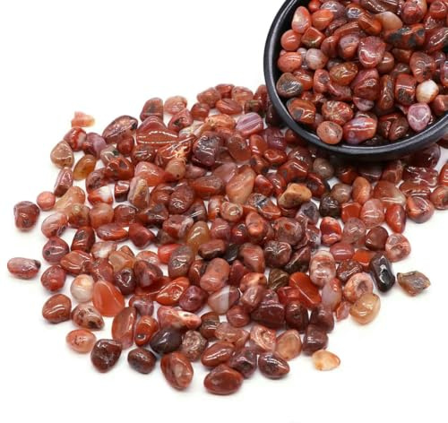 Lote al por mayor de mil flores de cristal, piedras naturales, grava, astillas de piedra, minerales, espécimen, decoración de acuario - Ágata roja - 100 g