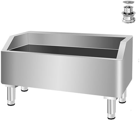 Fregadero de fregona de acero inoxidable resistente con colador, tina comercial para cocina, restaurante, lavandería, garajes y piscina, lavabo de servicio de fregona para una limpieza eficiente