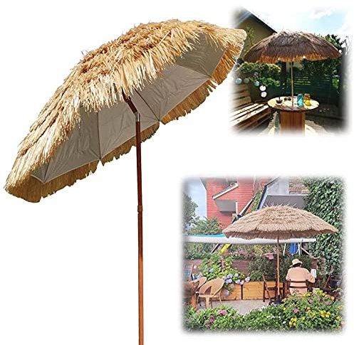 QYYZTQY Ombrellone da Giardino inclinabile Ombrellone da Spiaggia in Paglia di Rafia Stile Hawaiano, ombrelloni da Sole per Esterni per Balcone/Piscina/Patio/terrazza? 2,1 M/6,9 Piedi, Grande