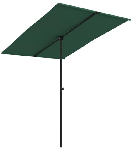 Frdhee Ombrellone da giardino, ombrellone con asta in alluminio, 2 x 1,5 m, verde, per giardino, terrazza, spiaggia, esterno