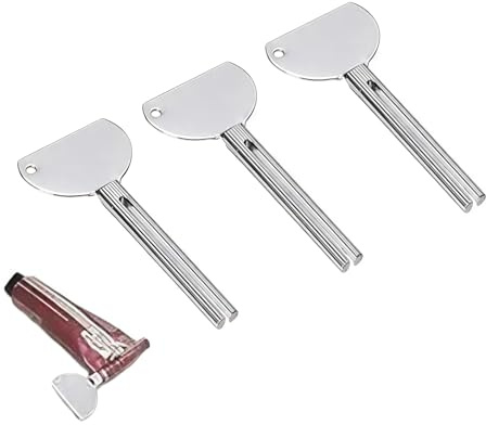 3 Stück silberfarbene Edelstahl-Tubenquetscher für Salon-Zahnpasta, Tubenquetscher für Zahnpasta, Rollende Zahnpasta-Quetsche, Badezimmer-Sicherheit, Hilfsmittel und Zubehör
