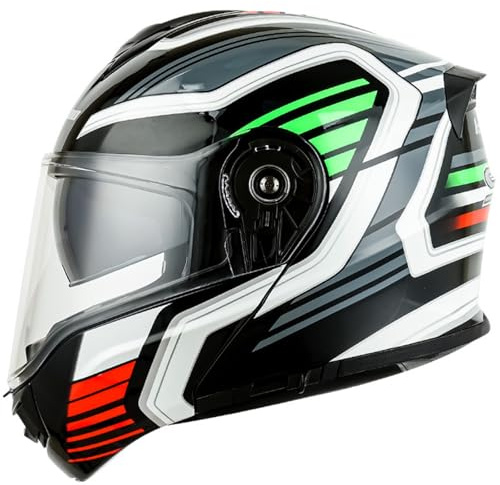 Integriert Motorradhelm Klapphelm Herausnehmbares Innenfutter Geeignet Für Moped Roller Straßenmotorrad Modulare Helm Erwachsene Damen Und Herren E,XXL=(63-64CM)