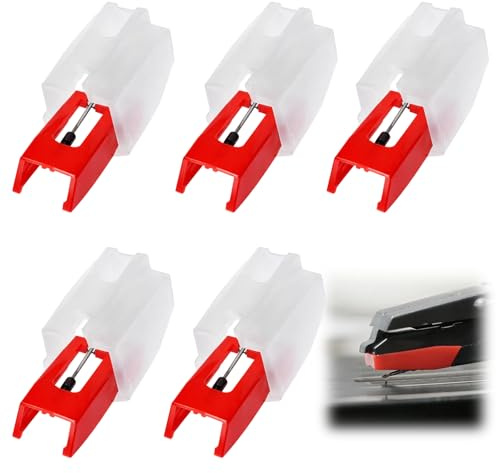 5PCS Record Player Needle Replacement, Universal Diamond Turntable Needles, Stylus for LP Vinyl Player, Diamond Tip Needle, Compatible with Vintage Phonograph, Gramophone & Old-Style Record Players