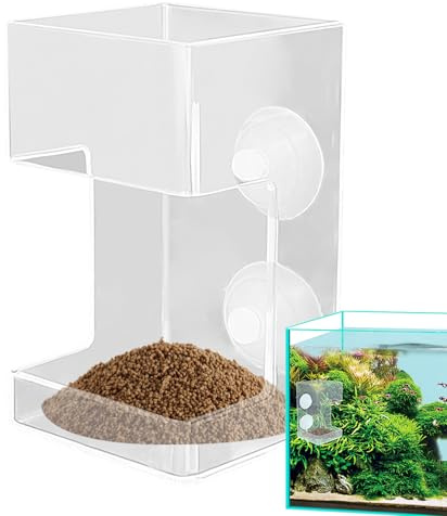 Fiskmatare, akvariefiskmatare, akvarium rörmatare sugkopp matdispenser | transparent matlåda mattillbehör, räkor mathållare,