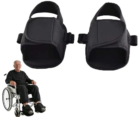 TUKEVA 1 par zapatero para silla de ruedas Correas de pie fijas antideslizantes soportes de zapatos para silla de ruedas evita que los pies se resbalen pedales para ancianos (Negro)