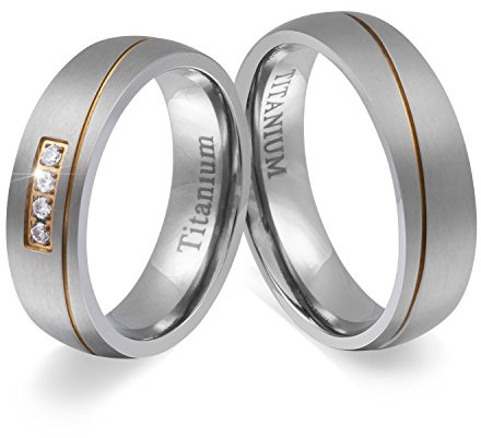 Juwelier Schönschmied - Damen Partnerringe Eheringe Mulini Titan Zirkonia T4HDac - Kostenlose Wunschgravur mit AMAZON KONFIGURATOR online gestalten!