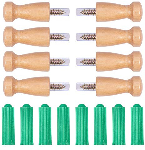 INCREWAY Screw-on Shaker Pegs, 8Pcs Metal Wall-Mount Coat Hook Solid Wood Hook Head Wood Shaker Rack for Hanging Clothes Hat Towel