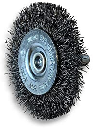 Brosse rotative circulaire métallique sur tige Ø 60 mm | Fil acier dur Ø 0,30 mm | Epaisseur 8 mm | 1 rang | Pour perceuse ou visseuse à mandrin | Kibros 2660AT8