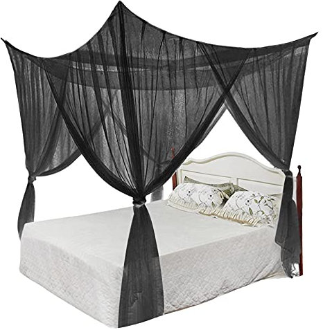 FakeFace Moskitonetz Fliegennetz Mückennetz Quadratische Insektennetz Betthimmel Große Feinmaschiges Moskitonetze für Doppelbett und Einzel Bett Fliegennetz Mückennetz - 210 x 190 x 240cm, Schwarz