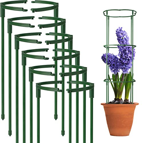 12Packs Plant Support Stake Half Round Plant Support, Stackable 3 Tier Garden Flower Support, Plant Stakes for Indoor Outdoor Plants for Tomato,Monstera, Peony, Hydrangea, Climbing Plants
