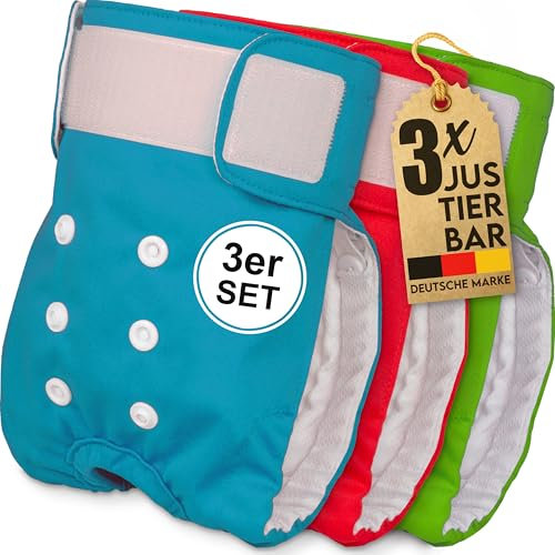 HUND IST KÖNIG Hundewindeln für Hündinnen (3 Stück) - Hochabsorbierende Läufigkeitshose für Hündinnen mit 3-Fach Justierung - Umweltfreundliche Hunde Windeln, Hundehöschen Läufigkeit & Inkontinenz