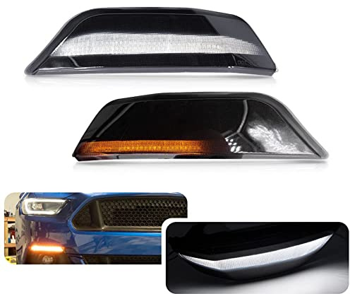 Led Ambra+Bianco Sequenziale Anteriore Segnale di Girata DRL Daytime Running Posizione Lampada Per F/ord Mustang 2015-2017 OBC Error Free Smoke Lens 2 pz