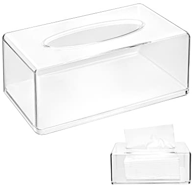 QWORK Acryl Taschentücher, Transparent Kosmetiktücher, Tissue Box für Schlafzimmer, Badezimmer, Wohnzimmer