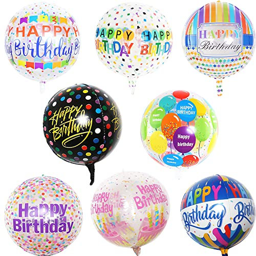 ZOOMPIL 8 Pièces transparent Ballons en Aluminium Joyeux Anniversaire, Joyeux Anniversaire Ballons, D'anniversaire ballon aluminium pour Décorations De Fête D'anniversaire