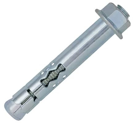 12 mm X 99 mm Hülsenanker mit Sechskantmutter, Schraubanker, Maueranker, Ankerbolzen, Betondehnschraube mit Gewindebolzen, Spreizdübel aus Metall, Keilanker für Beton, Ziegelwand, Stein (2 Stk)