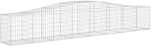 vidaXL Gabion bågformad 400x50x60/80 cm galvaniserat järn, gabionkorg, stenmur, gabionmur, gabionkorgar, stenmurar, gabionvägg