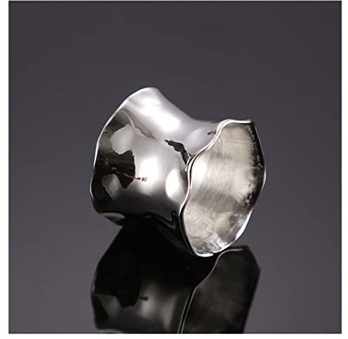 YTGZS Servilleteros De Aro Aro De Servilleta Hebilla Anillos Servilleteros De Metal para Navidad,Boda,Banquete,Cena,Decoración De Mesa Favor,patrón de Onda,3 Piezas,Plata
