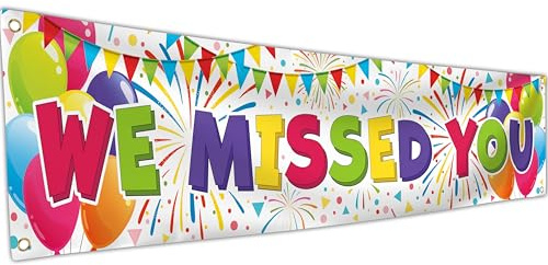 Welcome Home Banner – Weiße Willkommen Home Dekorationen 180 x 40 cm – Willkommen zurück Banner – We Missed You So Much