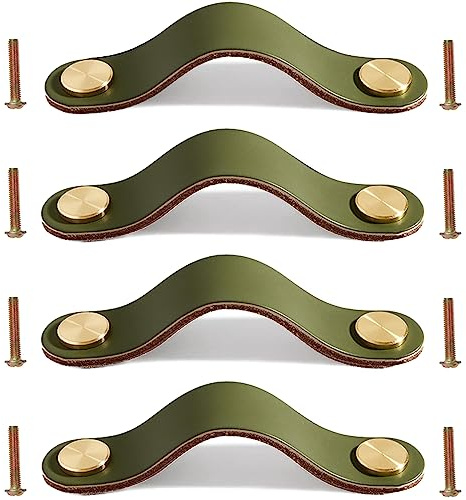 Ledergriffe für Möbel 4 Stück ledergriffe für schränke, schubladengriffe leder, ledergriffe kleiderschrank, leder handgriffe für Küche, Bad, Schränke, Kommode, Holz, Kleiderschrank, 16,8cm