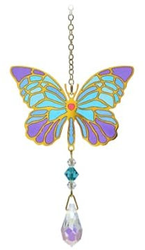 Wild Things Gifts Crystal Dreams Suncatcher - Farfalla Iris - Ornamento da appendere in cristallo con dettagli dorati - Effetto arcobaleno