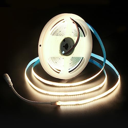 ALITOVE 5M COB LED Streifen 12V Naturweiß 4000K Lichtband LED Selbstklebend | Flexibel 252LEDs/m, 8mm Breit, für DIY Heim-Innendekoration, Nicht Wasserdicht, Ohne Netzteil und Dimmer