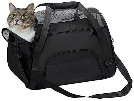 DONYER POWER Soft Sided - Sac de voyage pour chiens et chats - Confortable - Approuvé par la compagnie aérienne - Pour petits animaux - Avec dessus et côtés en maille - Noir - Taille S