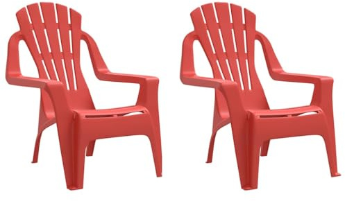 vidaXL Sillas de Jardín para Niños 2 uds, Sillones Infantiles, Tumbonas para Niños de 1 a 3 años, Asientos de Patio, Aspecto de Madera PP Rojo