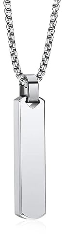 YAHOYA Collar de Varilla estéreo de Acero Inoxidable Collar Colgante de Tira Larga Chapado en Oro Rectangular para Hombres