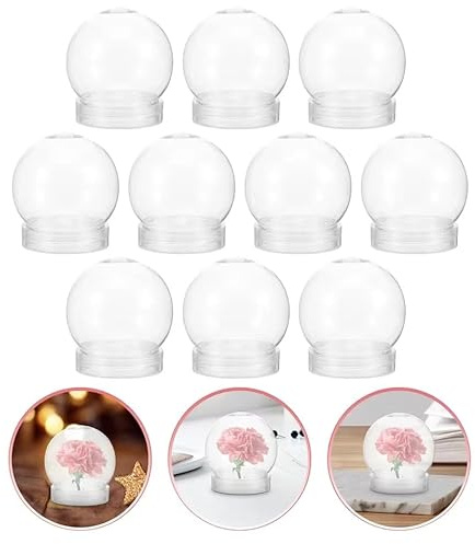 Angaekkot Klare Schneekugel Aus Kunststoff Mit Schraubenkappe - Mini-Set, Kinder, Selber Gestalten, Weihnachtliche Für Heimdekoration (10 Stück)