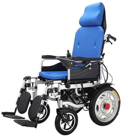 Fauteuil Roulant Pliable, Fauteuil roulant électrique avec appui-tête, dossier inclinable et deux moteurs puissants Fauteuil roulant électrique pour adultes,Fauteuil roulant motorisé portable,Fauteuil