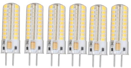 Cerlingwee 6 Pièces Ampoule LED GY6.35 7W AC DC12V 700Lm 72LED 360 Degrés Ampoule de Maïs Lumière du Jour et Blanche Chaude