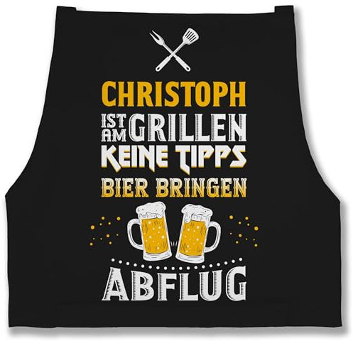 Schürze - Grillschürze Herren Männer - Name ist am grillen Keine Tipps Bier bringen Abflug I Witzig Grillen Geschenk - 85x69 - Schwarz - grill grillzubehör personalisierte männerschürzen mann