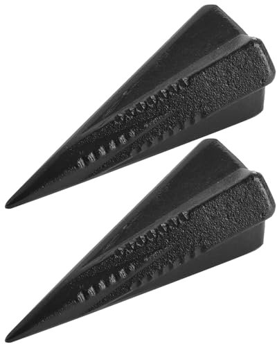 LDHHYH 2 Stück Drehspaltkeil aus Stahl, 1.6kg Spaltkeil Holzspalter, Drehspaltkeil für Holz Schwarz, Fällkeil Spaltkeil aus Stahl Spaltgranate