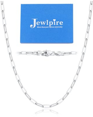 Jewlpire 925 Sterling Silver Paperclip Chain Necklace for Women, 2.5mm Silver Chain for Women Shiny & Sturdy Women's Chain Necklaces 18 Inch