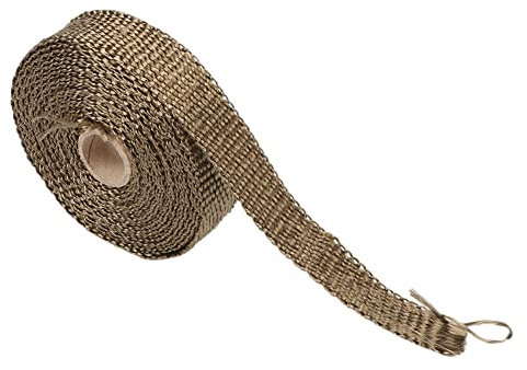 LIUCHUCHU Hitzeschutzband 5 m Rolle Fiberglas Hitzeschild Motorrad Auspuffkrümmer Wärmeschutzband Wärmeschutz + 4 Kabelbinder Kit Auspuffrohrisolierung Auspuff Hitzeschutzband(Brown)